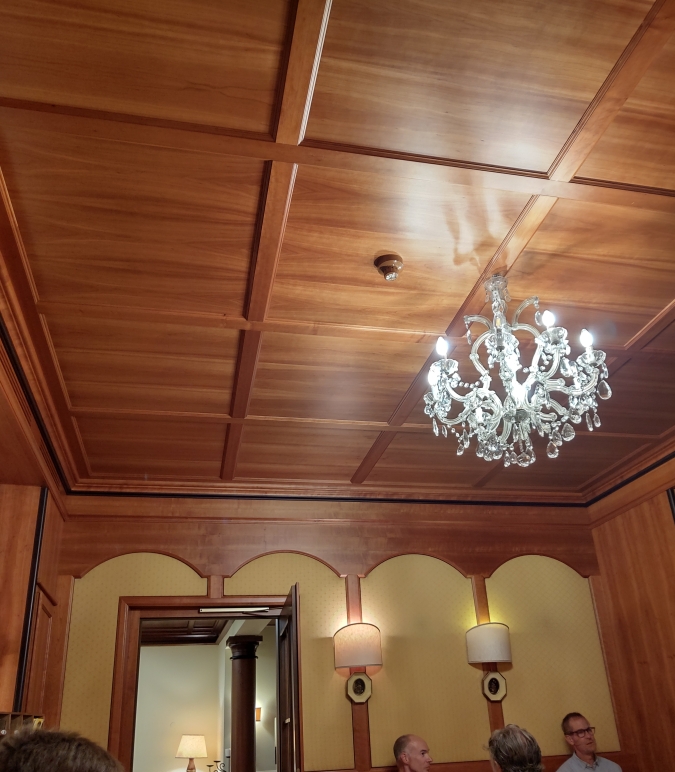 Wood paneled dining room